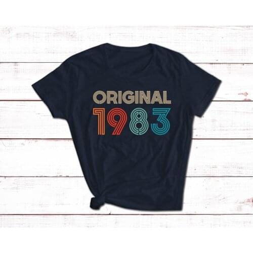 1983 birthday gifts shirt funny birthday party t shirt Graphic 100% Cotton Women Tshirt Short Sleeve Tees O Neck Female Clothing