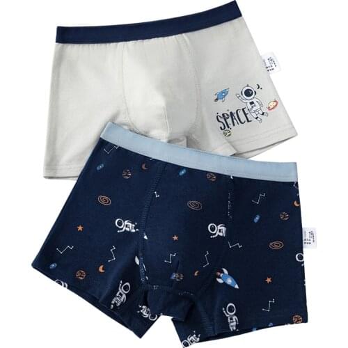 2Pcs Lot Childrens Bottoms Boys Underwear Boxer Kids Cotton Shorts Soft Breathable Space 2 To 14 Years ZL8912