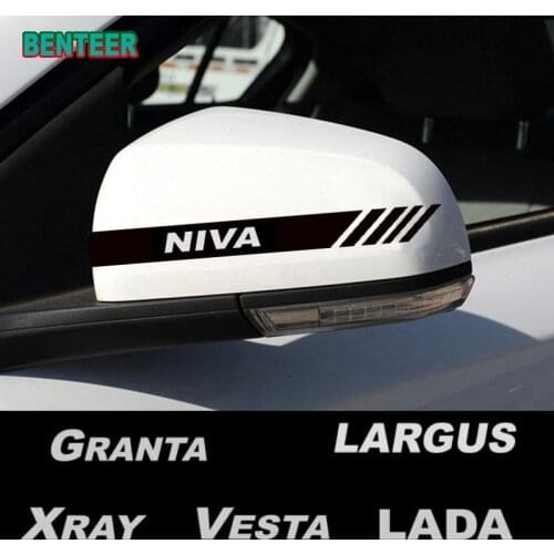 2pcs Reflective Car rearview mirror sticker For Lada Vesta Xray Largus Granta NIVA