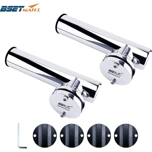2X Stainless Steel 316 Fishing Rod Rack Holder Rail Mount Rest Pole Bracket Support for 1 to 2 inch Rail Marine Boat Accessories
