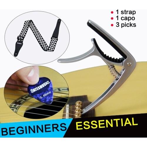 Guitar Accessories 1 Set strap+capo+3 pieces picks BATESMUSIC straps Classic Folk Guitar Strap Colored Strap