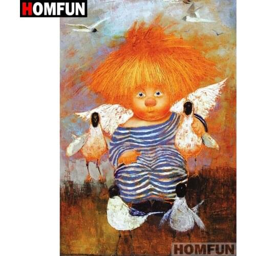 HOMFUN Full Square/Round Drill 5D DIY Diamond Painting "Angel girl" Embroidery Cross Stitch 5D Home Decor Gift A07408