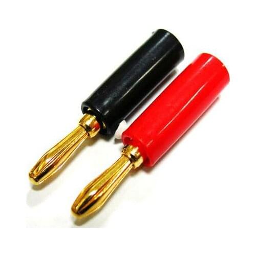 Free Shipping 100pcs/lot 4mm Banana Plug Gold Plated Connector Jack Banana Head Black and Red Color