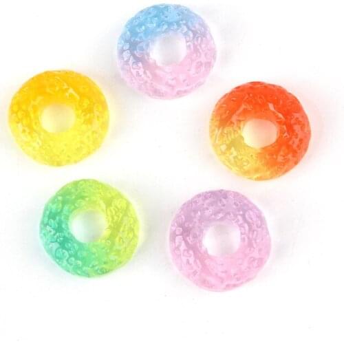 Free Shipping 20pcs 16mm Rianbow Colors Food Donut Resin Cabochons Ornament Accessories DIY Jewelry Findings Cameo Patch Sticker