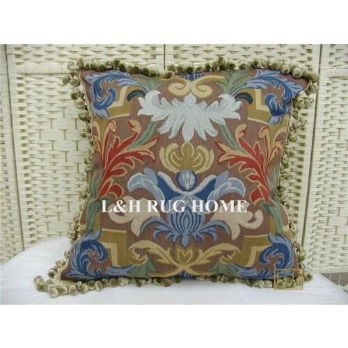 Free Shipping 22'x22' Handmade French Hand Weave Silk Aubusson Pillow Pure Silk Cushion Cover