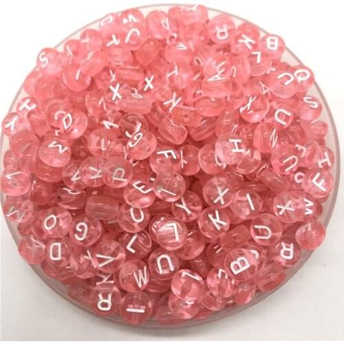 100pcs 7mm Letter Beads Pink Mix Oval Shape 26 Alphabet Charms DIY Beads For Bracelet Necklace Jewelry Making
