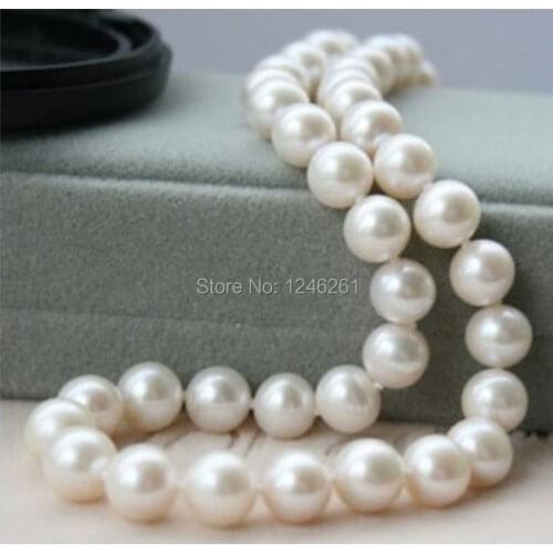 9-10mm White Akoya Cultured Pearl Shell Necklace Rope Chain Beads Jewelry Making Design Natural Stone 18inch (Minimum Order1)