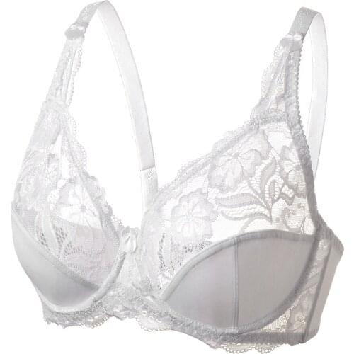 Women Sexy Lace White Bra Underwire Lace Bralette Underwear Brassiere for Lingerie Cropped 36 38 40 42 44 46 C D E