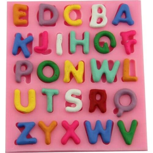 Small round capital English letters liquid silicone mold fondant cake chocolate mold DIY baking tools gypsum gel soap mold