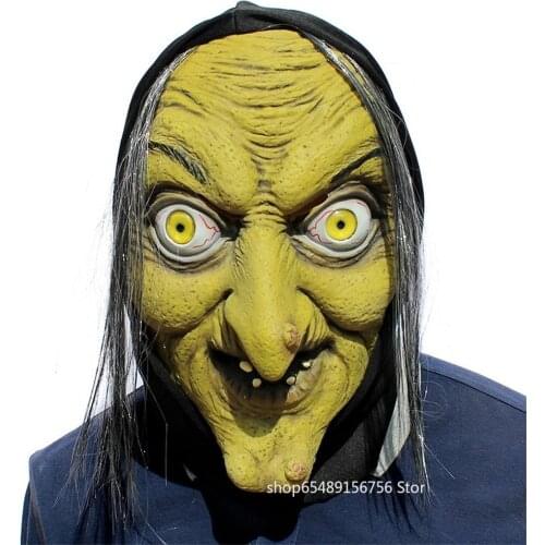 Halloween Horror Green Face Witch Mask Latex Mask Scary Party Full Face Mask Kids Party Funny Christmas Party Masquerade Mask