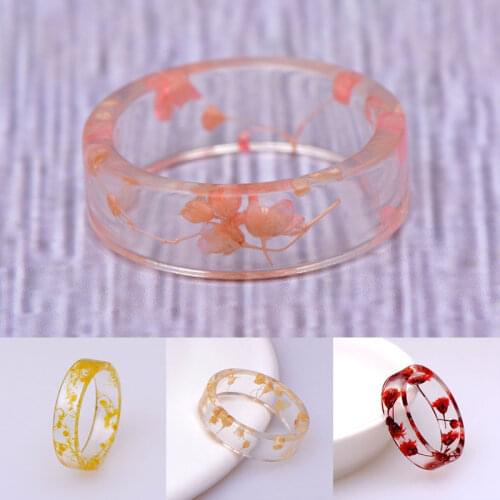 DIY Dried Flowers Epoxy Ring Transparent Resin Ring Party Jewelry Cute Resin Rings For Women Romantic Gifts