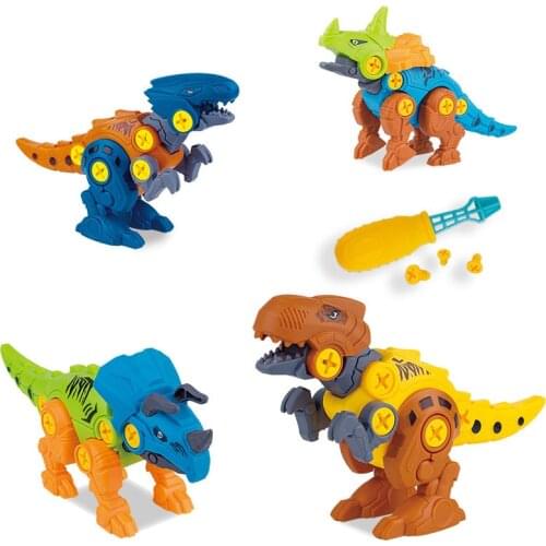 Dinosaur Building Block Toy Puzzle DIY Disassembly And Assembly Tyrannosaurus Velociraptor Model With Screws Childrens Toy Gift
