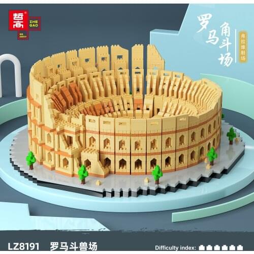 LZ8191 Diamond Small Particle Roman Arena Building Model Series Building Block Toys for Children Gifts