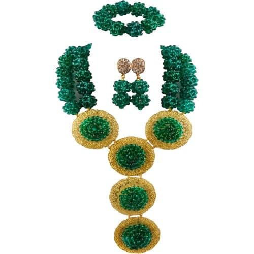 Majalia classic Army Green fashion Nigerian wedding African jewelry set crystal necklace bridal jewelry sets
