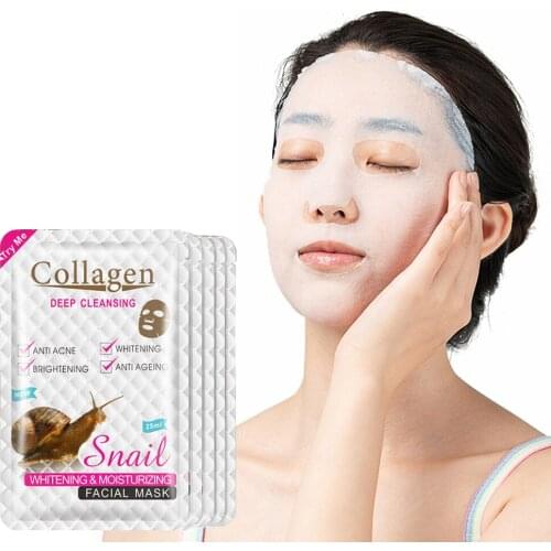 Facial Mask Deep Moisturizing Snail Collagen Anti Acne Sodium Hyaluronate Serum Brighten Skin Repair Sunburn Face Skin Care
