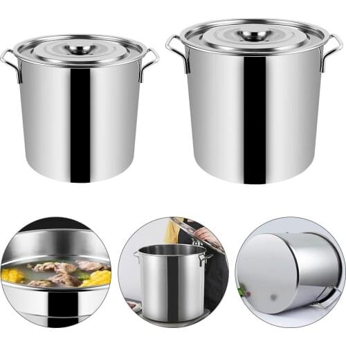 Stainless Steel Soup Pot Multipurpose Rice Bucket With Lid Kitchen Cookware Rice Cooker Kitchen Accessories Non Stick Pot
