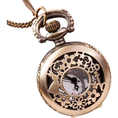 Moment # L05 2018 Fashion Hot Fashion Vintage Retro Bronze Quartz Pocket Watch Pendant Chain Necklace