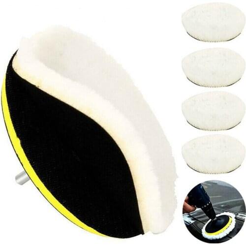 5PCS 6inch Buffing Polishing Pads Wool Wheel Mop Kit Suitable For Car Glass Furniture Ceramic Polisher Drill Adatper