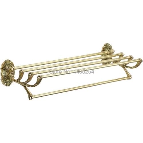Bathroom hardware hanging Bronze shower room tower rack Brass towel bar towel multi bar towel rack