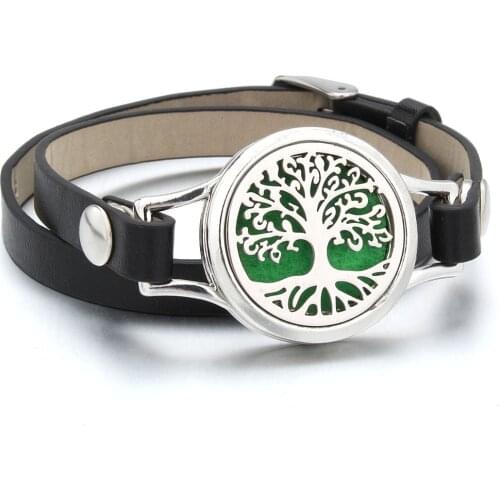 New Tree of Life Aromatherapy Bracelet Essential Oil Diffuser Bracelet Perfume Locket Leather Bracelets for Women Wristbands