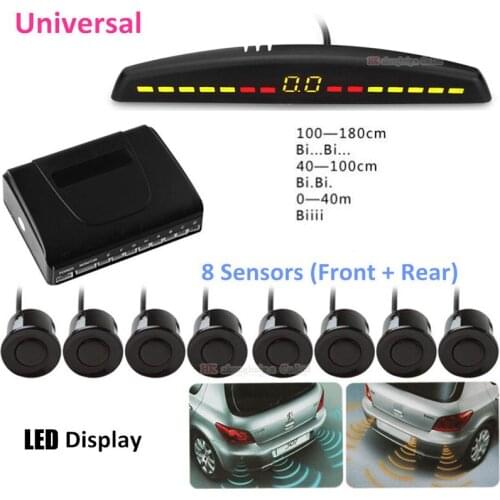 New LED Double CPU Car Parking Sensor Auto Reverse Backup Radar Detector System 22mm Original Assistance Step-up Alarm 8 sensors