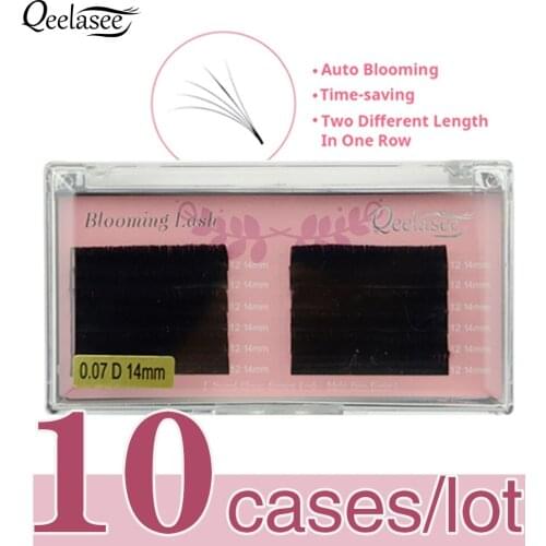 Qeelasee 10 Trays Blooming Automatic Flowering Lashes Easy Fanning Eyelash Extensions Faux Mink Volume Extensions Cils Easy Fans