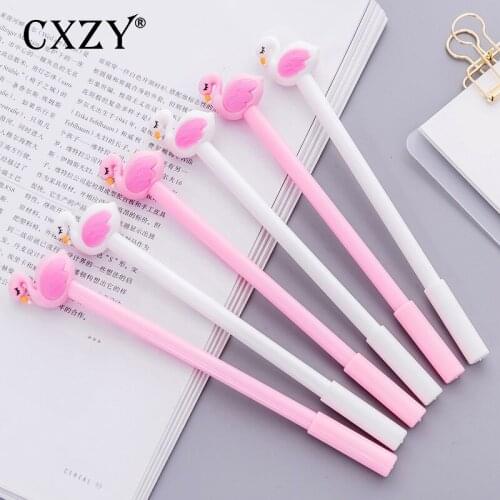 CXZY Pink White Flamingo gel pen 0.5mm Black ink ballpoint stationary pens kawaii cute korea Japanese gift office school 1Z818