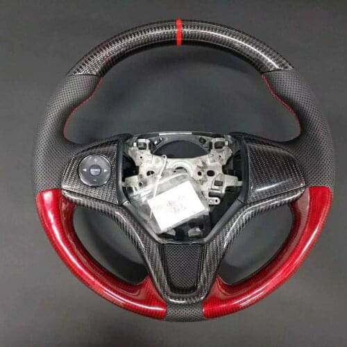 Cuatomized Real Carbon Fiber Sports Steering Wheel Alcantara Leather compatible for 4th generation Honda Fit Vezel GK5 2016-2020