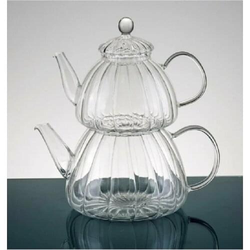 Glass Teapot Heat Resistant Infuser Heated Double Tea Pot Good Clear Kettle Filter Baskets Borcam Borosilicate Dual Glass Teapot