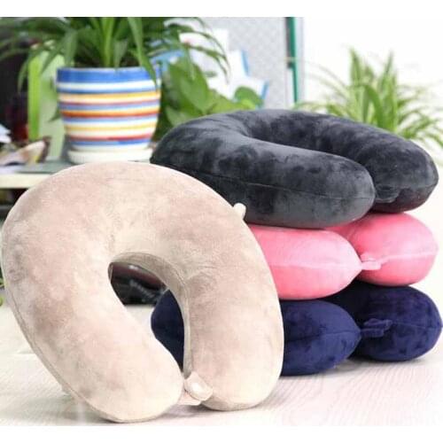 U Shaped Slow Rebound Memory Foam Travel Neck Pillow for Office Flight Traveling Cotton Soft Pillows Neck Support Head Rest
