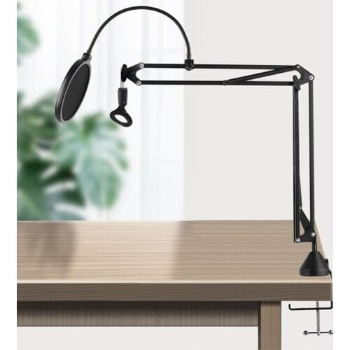 Universal Adjustable Mic Microphone Scissor Suspension Arm Stand and Table Mounting Clamp Metal Mount Kit