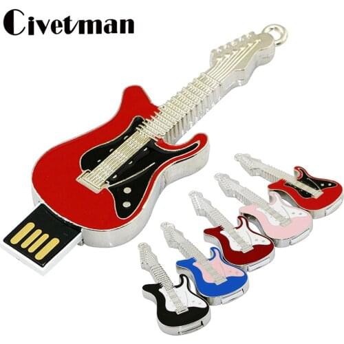 USB Flash Drive 256GB Metal Necklace Electric Guitar USB2.0 Pendrive 128GB Memory Stick 16GB 32GB 64GB USB Memory Disk Pen Drive