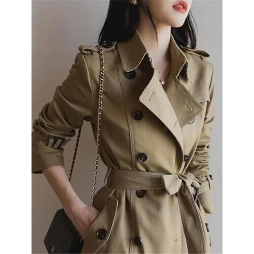 High Quality Windbreaker Women Spring Autumn New Korean Double Breasted Trench Coat Casual Belt Khaki Long Female Overcoat