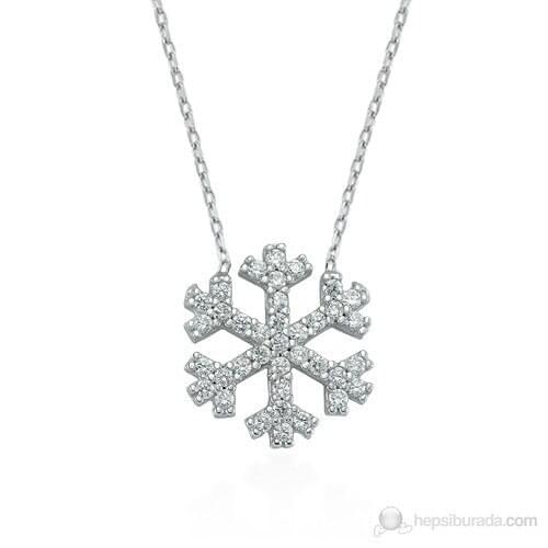 High quality 925 Sterling Silver Snowflake Pendant Necklace Women Elegant Chic Showy Fashion Gift Durable Elegant Unique Design Long Life