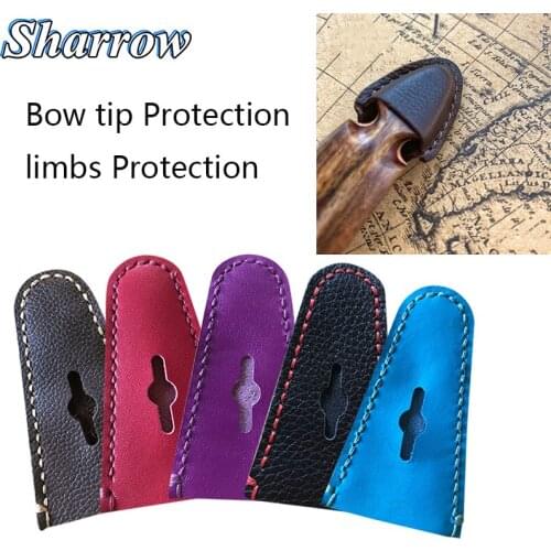 Archery Hunting Longbow Limbs Protection Cover Recurve Bow Tip Genuine Leather Case Takedown Bow shooting slingshot Accessories