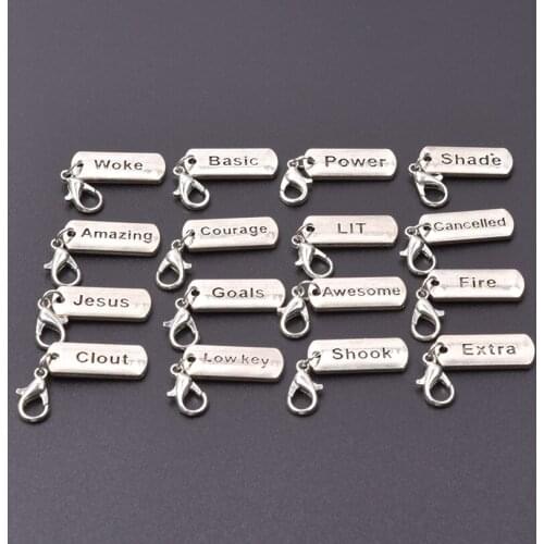 Lobster Clasp Jesus Amazing Courage Alloy Letters Charms For Jewelry Making Supplies DIY Keychain Accessories Handmade Pendants