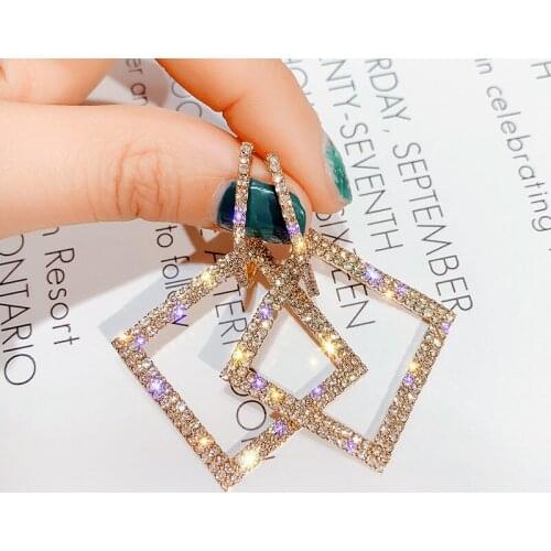 Womens Geometric Earrings Square Earrings Rhinestone Girl Jewelry Jewelry for Women