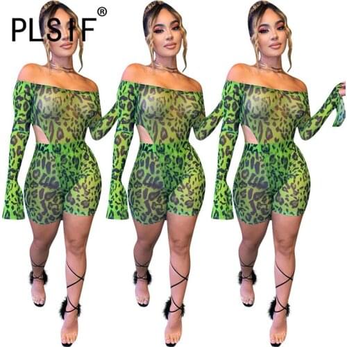 Leopard Print Slash Neck Summer Shorts Set Female Sexy Party Club 2 Pieces Outfits Ladies Tracksuits
