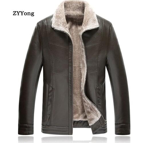 Winter Black Fleece Leather Jacket Men Parka Coat Overcoat Plus Velvet Windproof Warm PU Casual Windbreaker Outwear Clothing