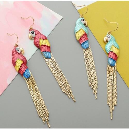 Ztech New Design Birds Shape Long Gold Color Link Tassel Earrings For Women Girls Holiday Jewelry Statement Accessories