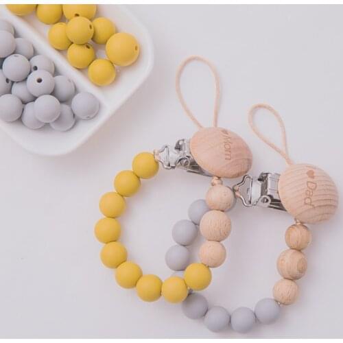 1pc Baby Pacifier Clip Chain Wooden Holder Soother Pacifier Clips Love Mom Nipple Holder For Infant Nipple Bottle Clip Chains