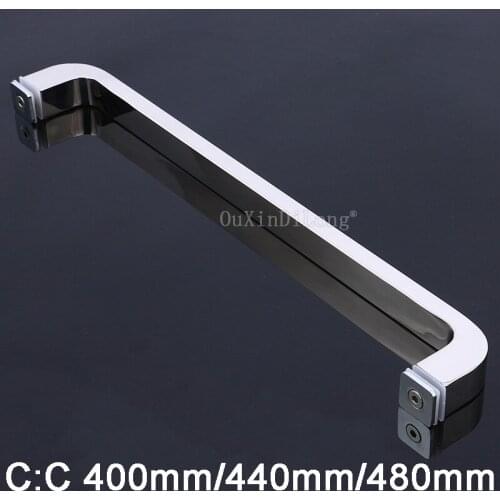 1PCS Chrome 304 Stainless Steel Bathroom Door Handle Shower Glass Door Handles Hardware Hole Distance 400/440/480MM GF99