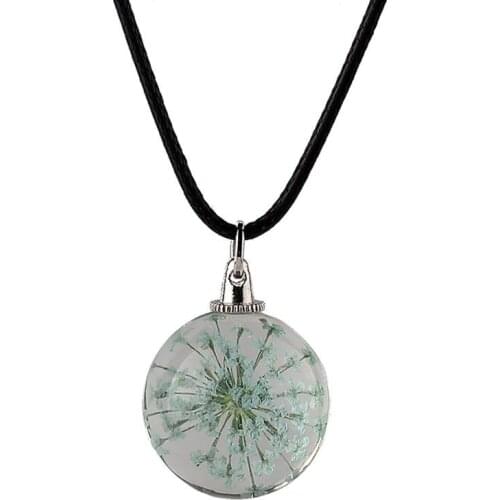 1pc Creative Romantic Dried Flower Pendant Decor Necklace Retro Charm Necklace Jewelry Accessories For Women Girls