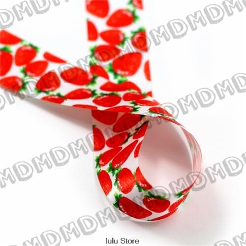 100 Yards 9mm-75mm Size Strawberry Fruit Printed Satin Ribbon DIY Handmade Gift Wrapping, Packing Webbing HT01-PG025-03601