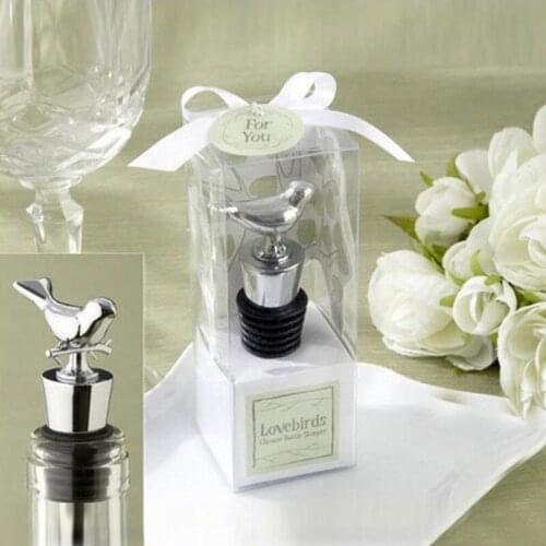 20 pieces /lot wedding supplies High Quality Stainless Steel Love Bird Wine Stopper Bridal Wedding Gift Wine Bottle Stopper