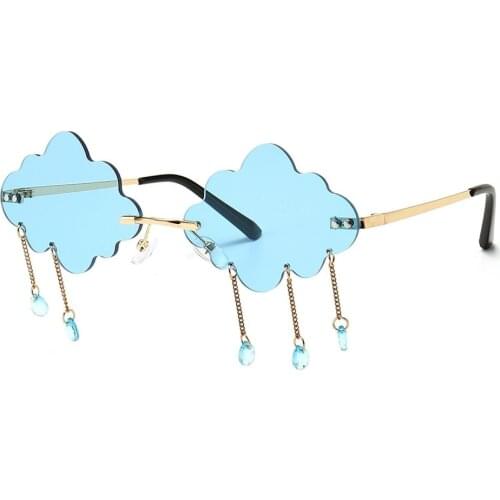 2021 Vintage Clouds Tassel Steampunk Sunglasses Fashion Rimless Driving Glasses For Women And Men Frameless Punk Glasses