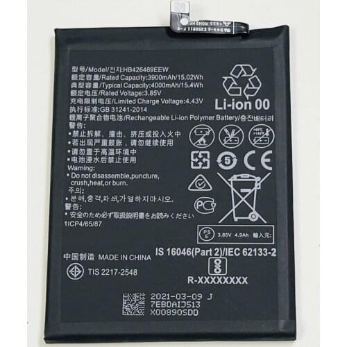 3.85V 4000mAh HB426489EEW For Huawei Honor Play 4T Pro AQM-AL10 AQM-TL10 Battery