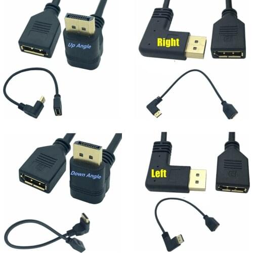 30cm 90 Degree Up & Down & Left & Right Angled DisplayPort DP Display Port Male to Female Extension Cable for CRT LCD Projectors