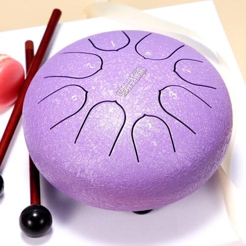 6in Metal Tongue Drum Mini 8-Tone Drums with Drumsticks Percussion Musical Instruments Ethereal drum Tambourine Tongue Drum