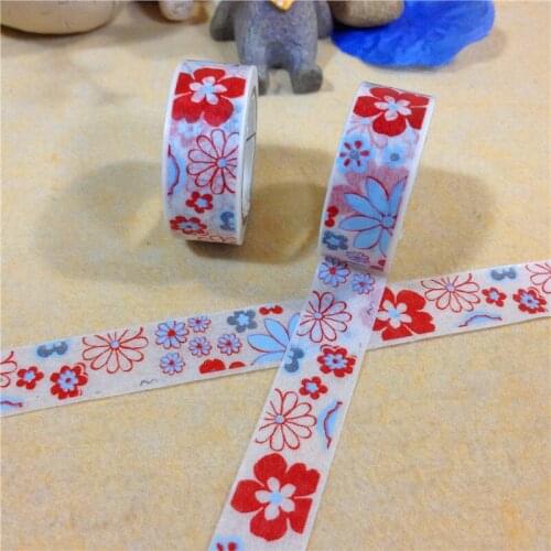 Free shipping 2 rolls/set lovely washi tape/15mm*5m diy tape/ color flower masking paper tape
